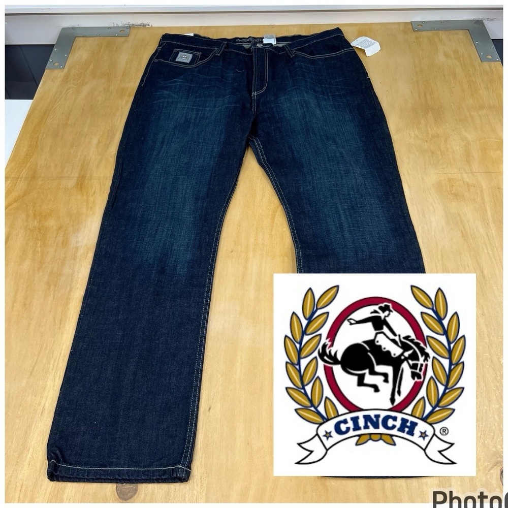 Cinch‎ Jeans Silver Label Mens 40x32 Slim Fit Straight Leg Stretch Navy Blue